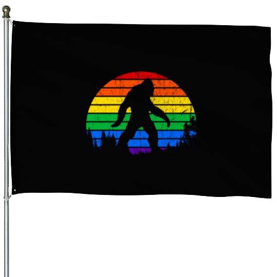LGBT Bigfoot Rainbow Flag House Flags