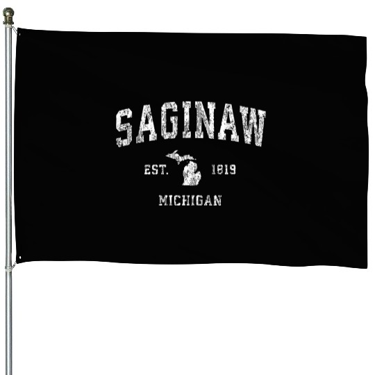 Saginaw Michigan Mi Vintage Athletic Sports Design House Flags