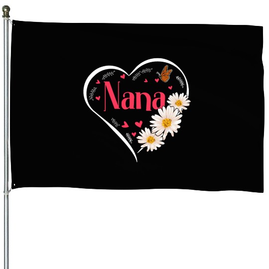 Nana Daisy Flower Heart Women Grandma House Flags