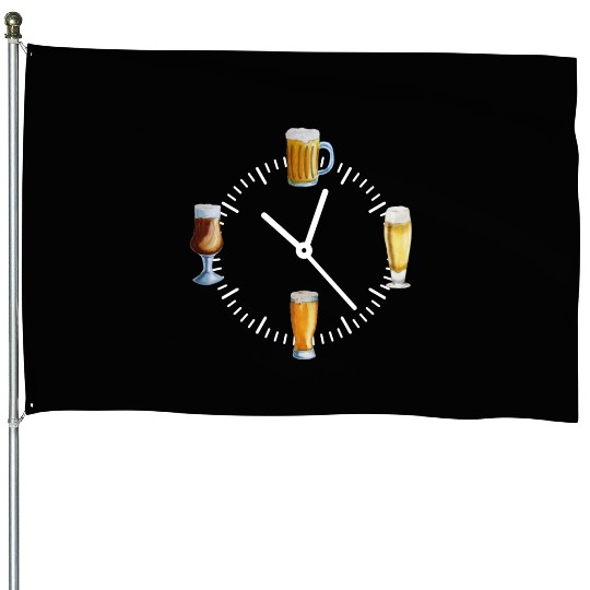 Funny Beer Beers O'cloxk Time Watch Hour Minutes House Flags