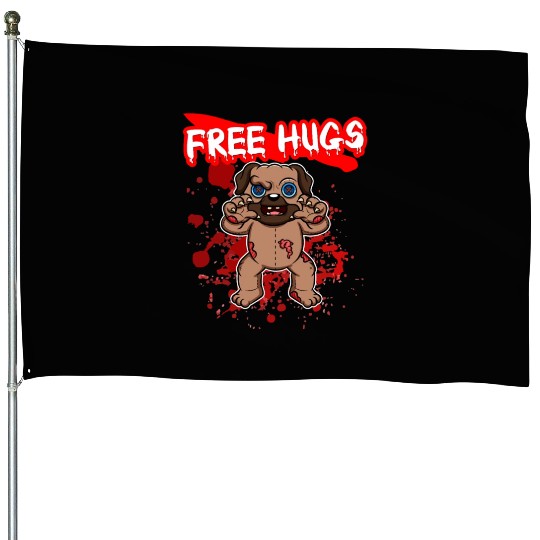 Free Hugs Halloween Sarcasm Scary Creepy Costume House Flags