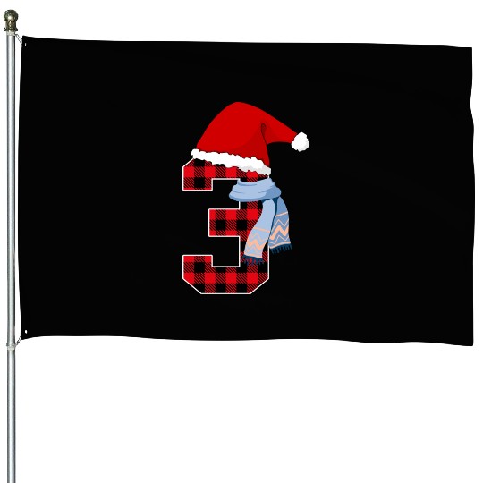 Number 3 Christmas Graphic 3 Year Old Kids Xmas House Flags