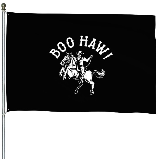 Cowboy Halloween Boo Haw Western Skeleton Rider House Flags