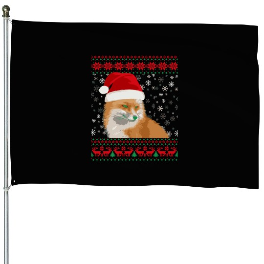 Fox Ugly Christmas Lover House Flags