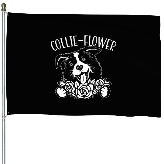 Collie-Flower Dog Puppy Paw Love Border Collie House Flags