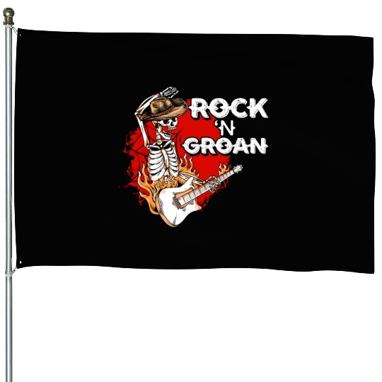 Halloween Cowboy Skeleton Rocker Hand Rock House Flags