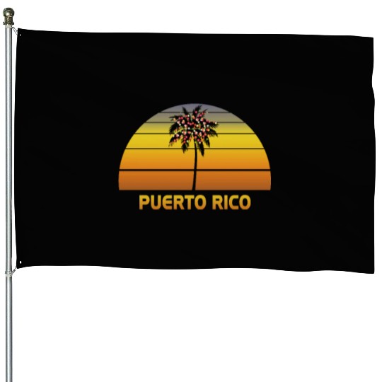 Puerto Rico Palm Tree Christmas Lights Family House Flags
