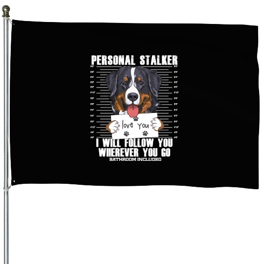 Bernese Mountain Dog Stalker Cartoon House Flags