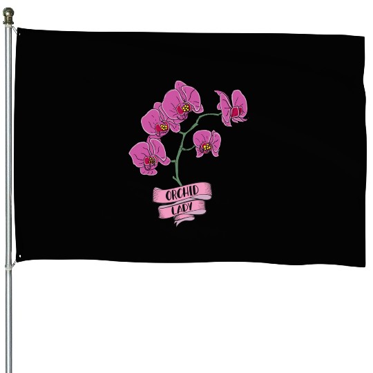 Orchid Plant Lady Cartoon House Flags