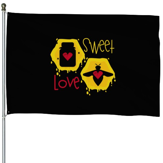Sweet love yellow honey bee House Flags
