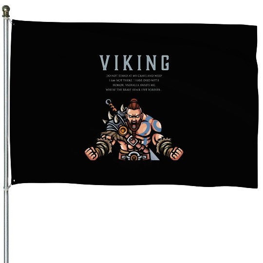 Viking Warrior Valhalla Awaits Me 2 House Flags
