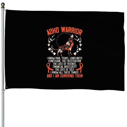 ADHD Warrior Embrace Neurodiversity ADHD Awareness House Flags