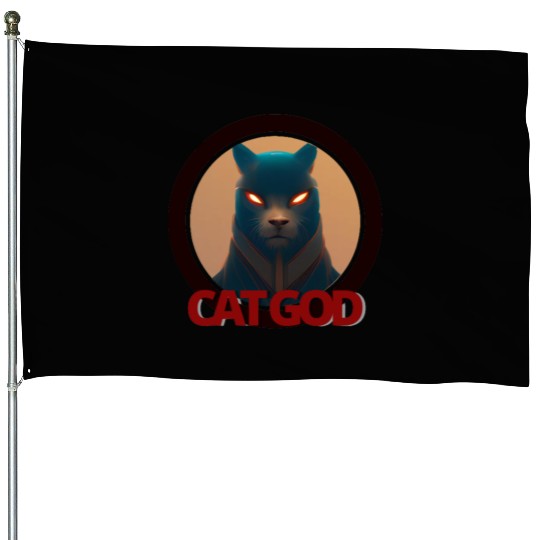 Samurai Cat God House Flags