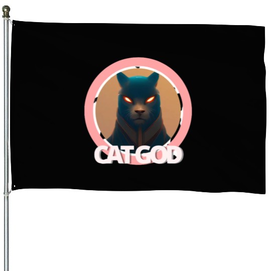 Samurai Cat God House Flags