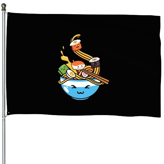 Kawaii Anime Ramen Sushi House Flags