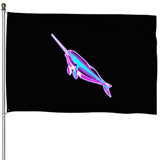 Synthwave Narwhal House Flags