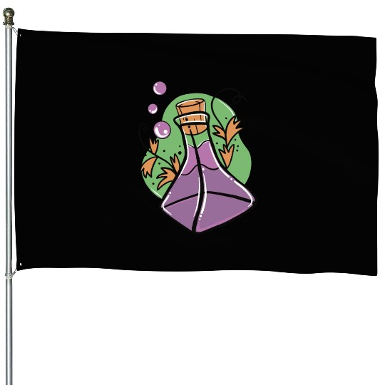 A glass of purple poison with Fall leaves House Flags