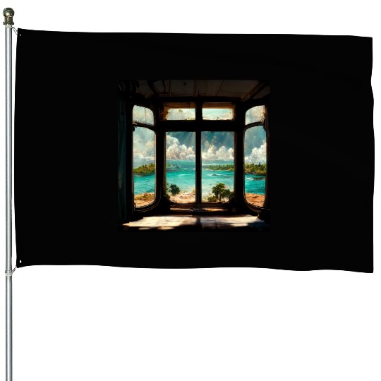 Paradise island painting House Flags
