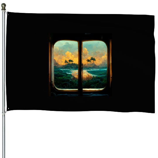 Paradise island painting House Flags
