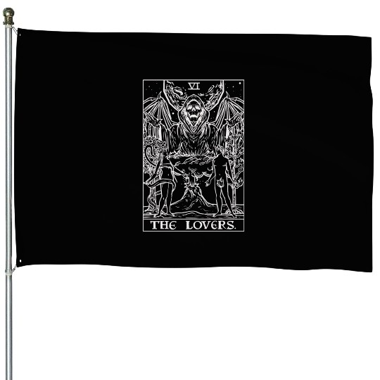 The Lovers Tarot Card Halloween Grim Reaper Gothic House Flags