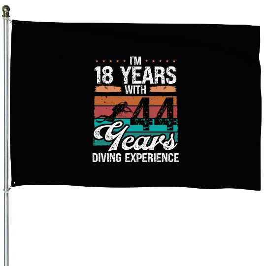 62 Birthday Idea Scuba Diving 62 Year Old Diver House Flags