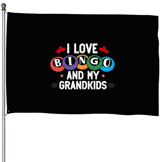I Love Bingo And My Grandkids Funny Bingo House Flags