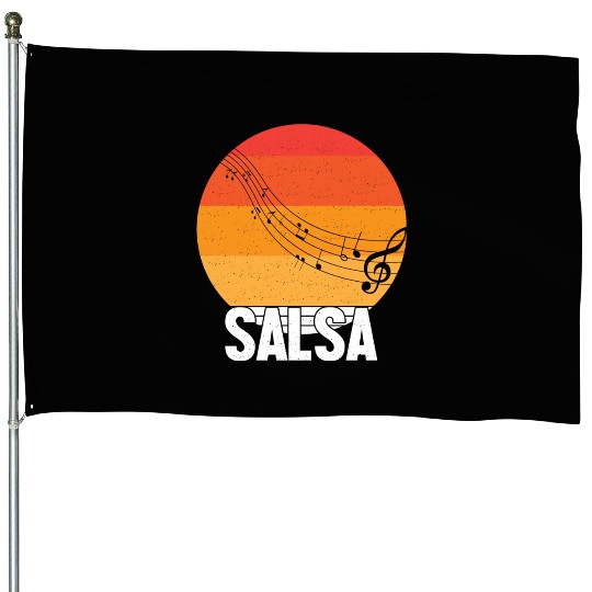 Retro Salsa Dance House Flags