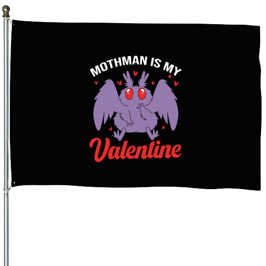 Funny Valentines Day Cryptid Cute Mothman House Flags