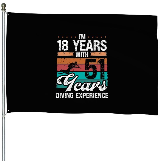 69 Birthday Idea Scuba Diving 69 Year Old Diver House Flags