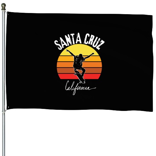 Old School Skater Santa Cruz California House Flags