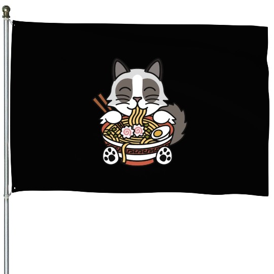 Ragdoll Cat Ramen Noodles House Flags