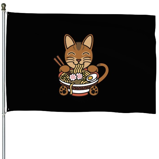 Abyssinian Cat Ramen Noodles House Flags