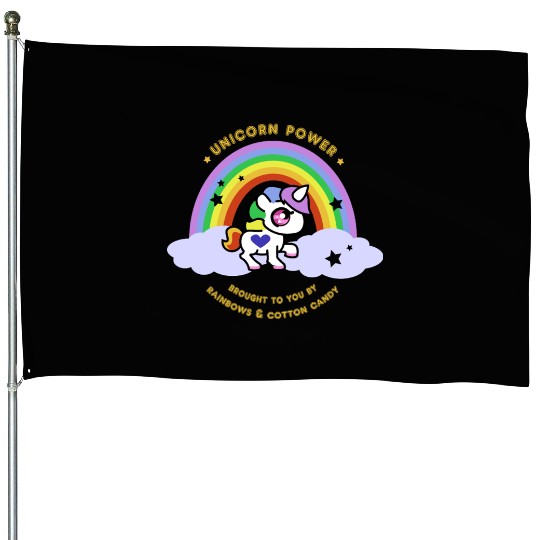 Unicorn Power by Rainbows and Cotton Candy House Flags