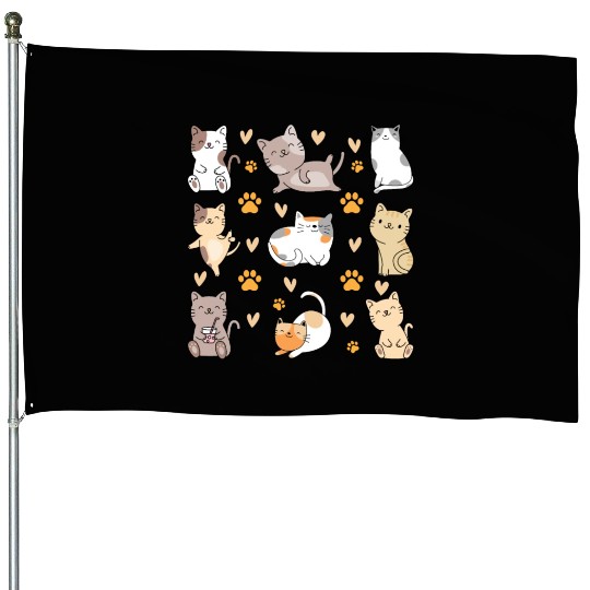 Cats Cute Cat Lover Cat Owner Many Cats I Cute Cat House Flags