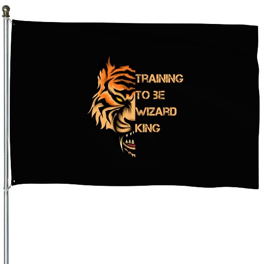 Training to be a wizard king, gym motivational quo House Flags