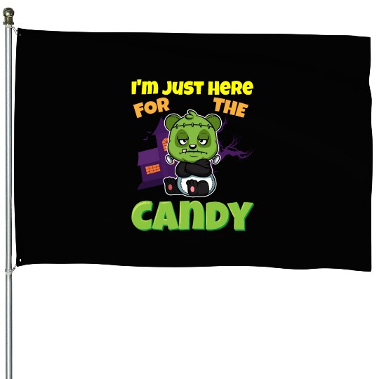 I'm Just Here For The Candy Scary Halloween Beast House Flags