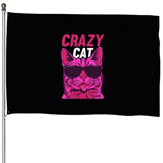 Cat Lover Cat Owner Funny Cat Meme I Crazy Cat House Flags