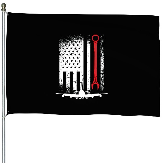 Aircraft Mechanic Flag Plane Aviation Pilot Planes House Flags