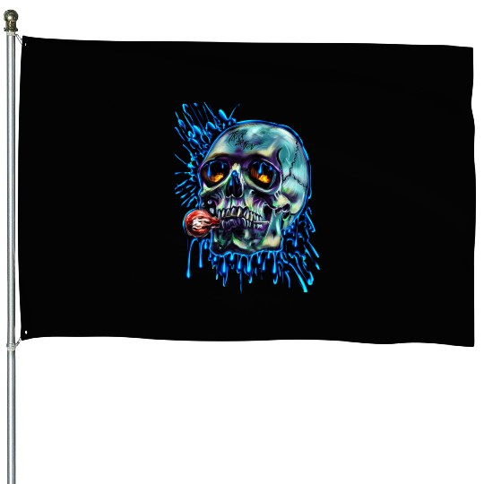 Trick Or Treat Skull House Flags