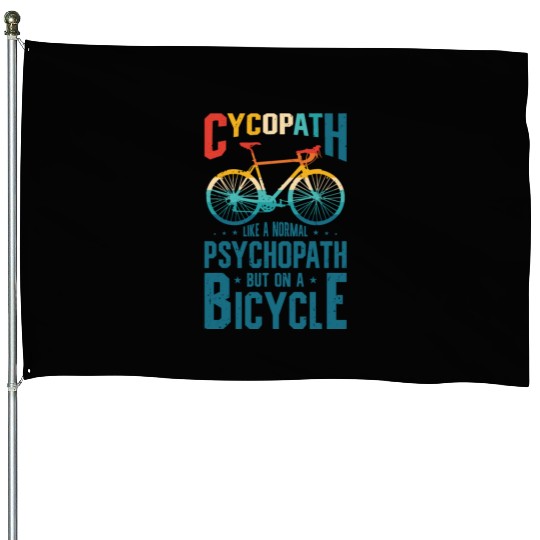 Funny Cycling Riders Cyclist Bicycle Mountain House Flags