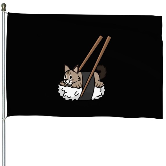 Maine Cat Nigiri Sushi House Flags