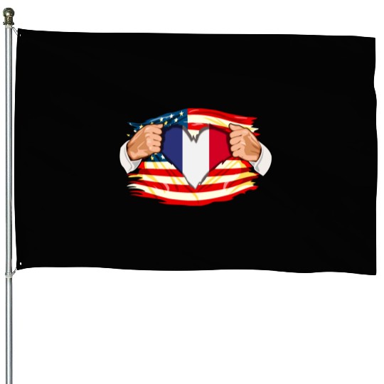 French Who Live in America France Flag House Flags