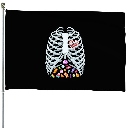 Funny Candy Skeleton Rib Cage Halloween Costume House Flags