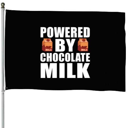 Powered By Chocolate Milk Funny Weight Lifting Wor House Flags