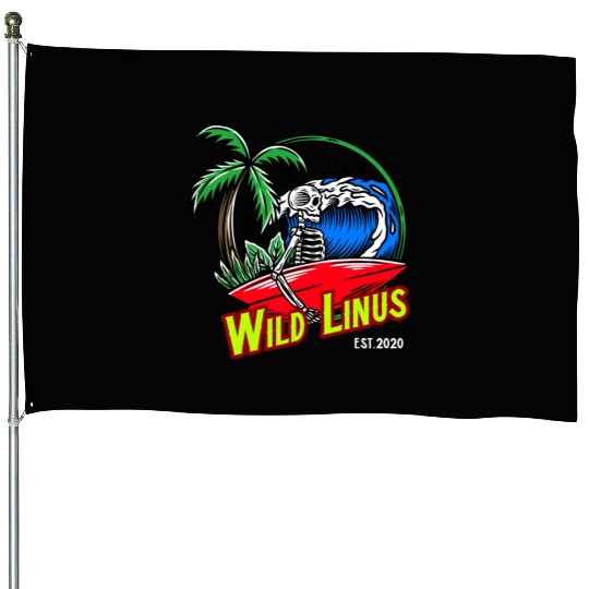 Surfing Skull by Wild Linus Germany House Flags