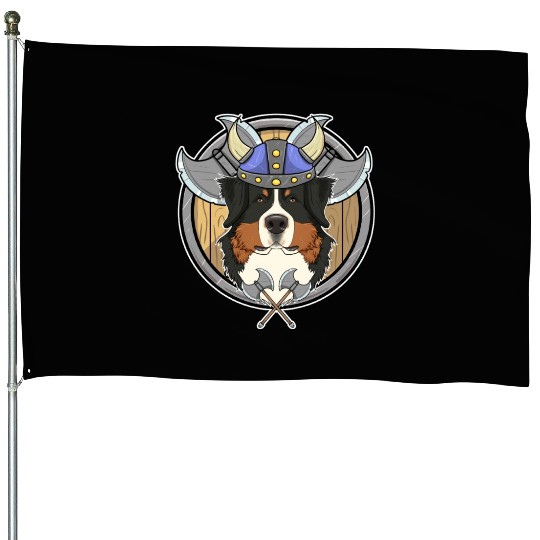 Bernese Mountain Dog I Valhalla I Viking House Flags
