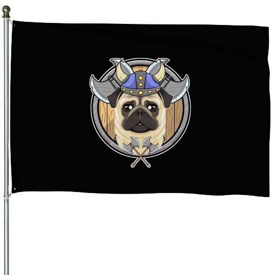 Pug I Valhalla I Viking House Flags