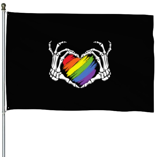 LGBT Gay Pride Zombie Skeleton Hand Heart Hallowee House Flags