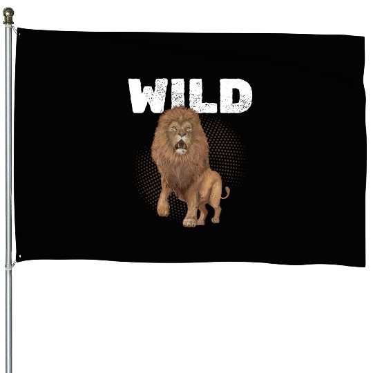 Wild Animal Lion House Flags