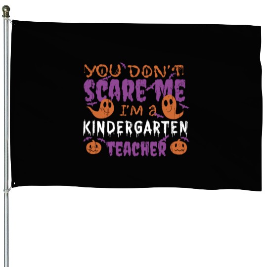 Ghost Pumpkin Kindergarten Teacher Halloween House Flags